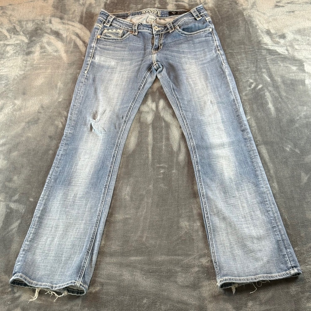 Rock‎ & Roll Cowgirl Women's Riding Jeans Size 30X36 Low Rise Distressed
